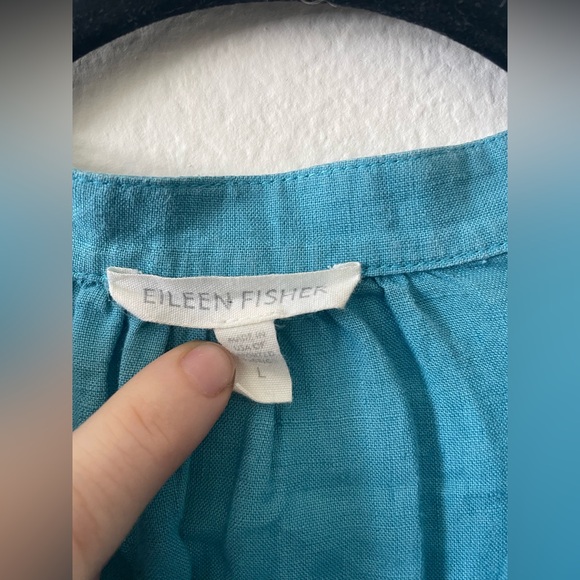 Eileen Fisher Blue linen Button-Down Shirt - Picture 3 of 5